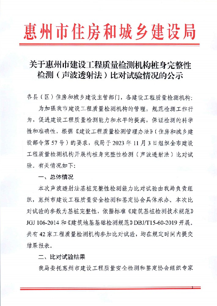 关于惠州市建设工程质量检测机构桩身完整性检测（声波透射法）比对试验情况的公示_1.jpg